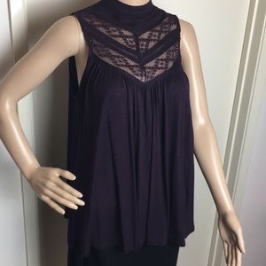 Purple Top with pattern neck